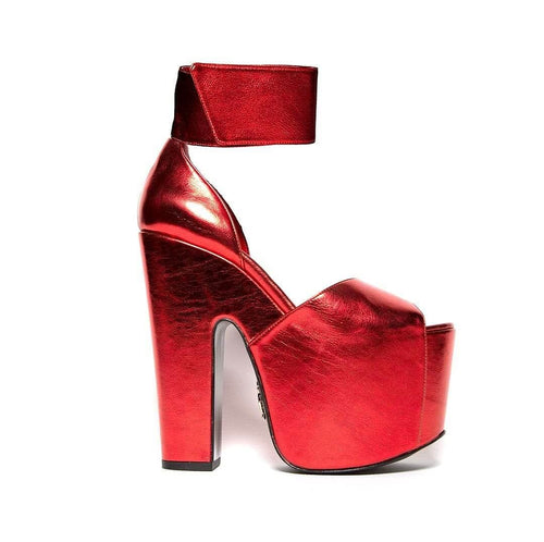 Destroyer Mega Platform - Ruby Red - Von D Shoes Vegan lux shoes